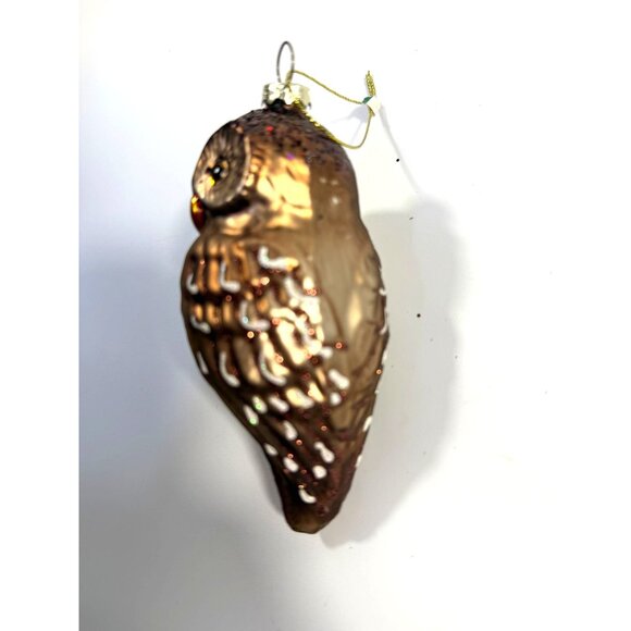 Owl Christmas Tree Ornaments Set 4 Hand Blown Glass Ornaments Woodland Creature - Picture 13 of 15